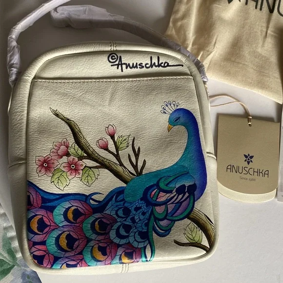 Brand new Anuschka small white leather cross body painted bag - Picture 2 of 4